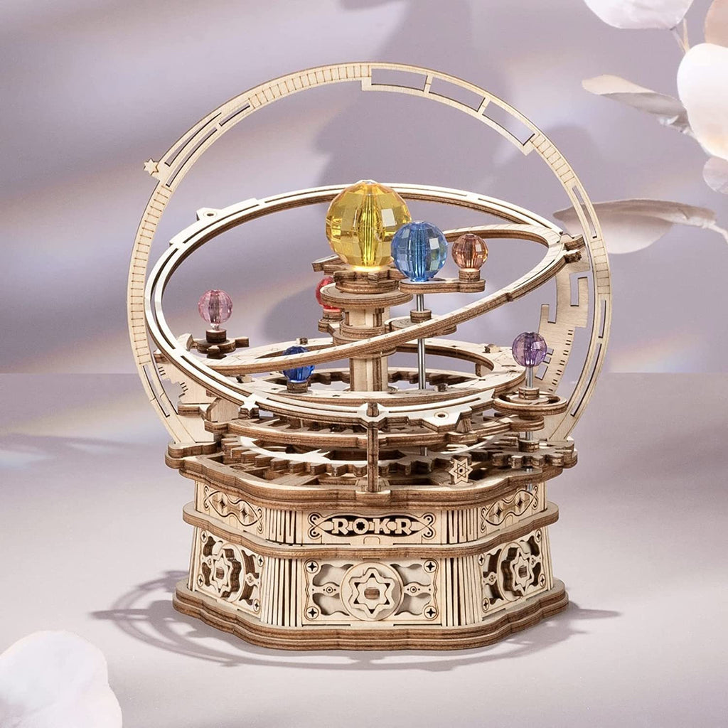 3D Wooden Starry Night Rotating Mechanical Music Box, Assembly Model