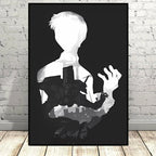 MINISO Canvas Printing Naruto Dragon Ball Black White Silhouette Luffy Goku High Quality Room Wall Decor Figure Picture Poste