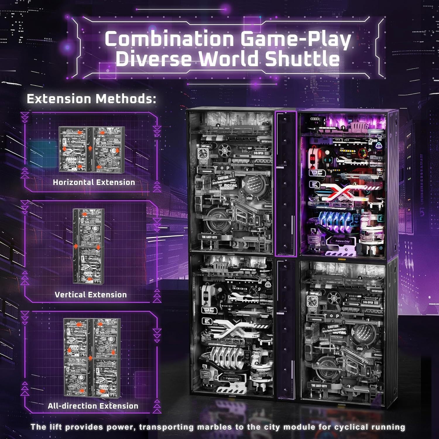 3D Puzzle Model Kit To Build Last City, Marble Run LED Glow In The Dark