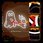 Ghost Dog Neon Sign, Halloween LED Wall Light with Dimmable USB, Spooky Pet Decor for Bedroom, Man Cave Halloween Party Decor