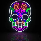 Halloween Skull Neon Sign LED Holiday Light, Edgy Gothic Wall Art Decor for Horror Party, Haunted House, Birthday Gifts for Men