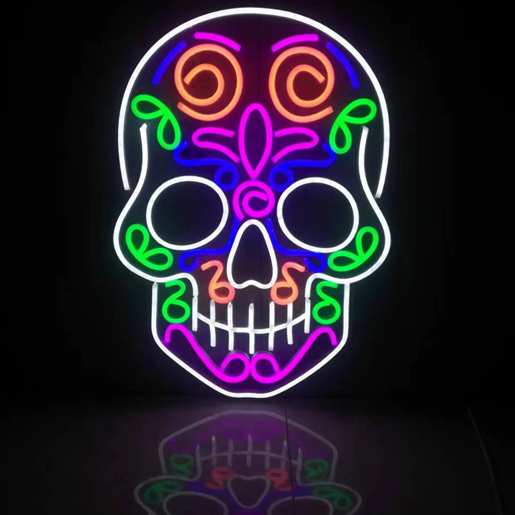 Halloween Skull Neon Sign LED Holiday Light, Edgy Gothic Wall Art Decor for Horror Party, Haunted House, Birthday Gifts for Men