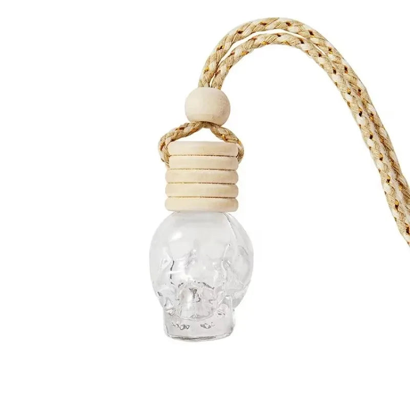 Car Skull Perfume Bottle Aromatherapy Essential Oil  Hanging Auto Air Freshener