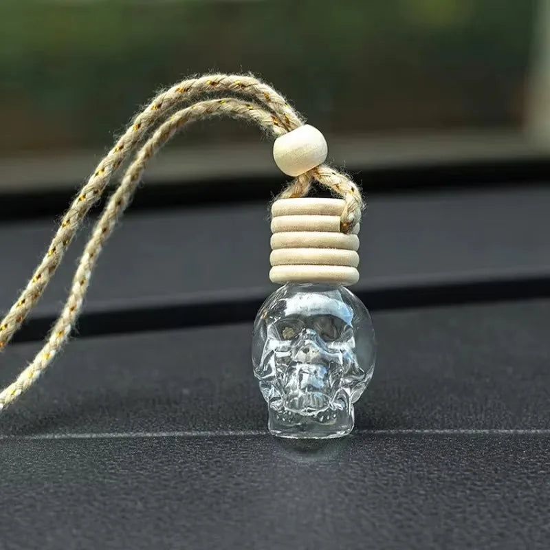 Car Skull Perfume Bottle Aromatherapy Essential Oil  Hanging Auto Air Freshener