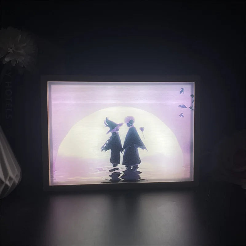 Naruto Usb Night Light Anime Light Painting Bedroom Decoration Manga Paper Carving Lamp Desktop Decoration Sasuke Photo Frame