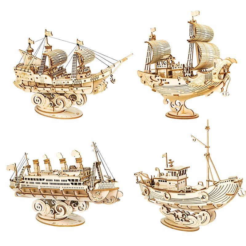 Wooden Puzzle Games Boat & Ship Model Toys