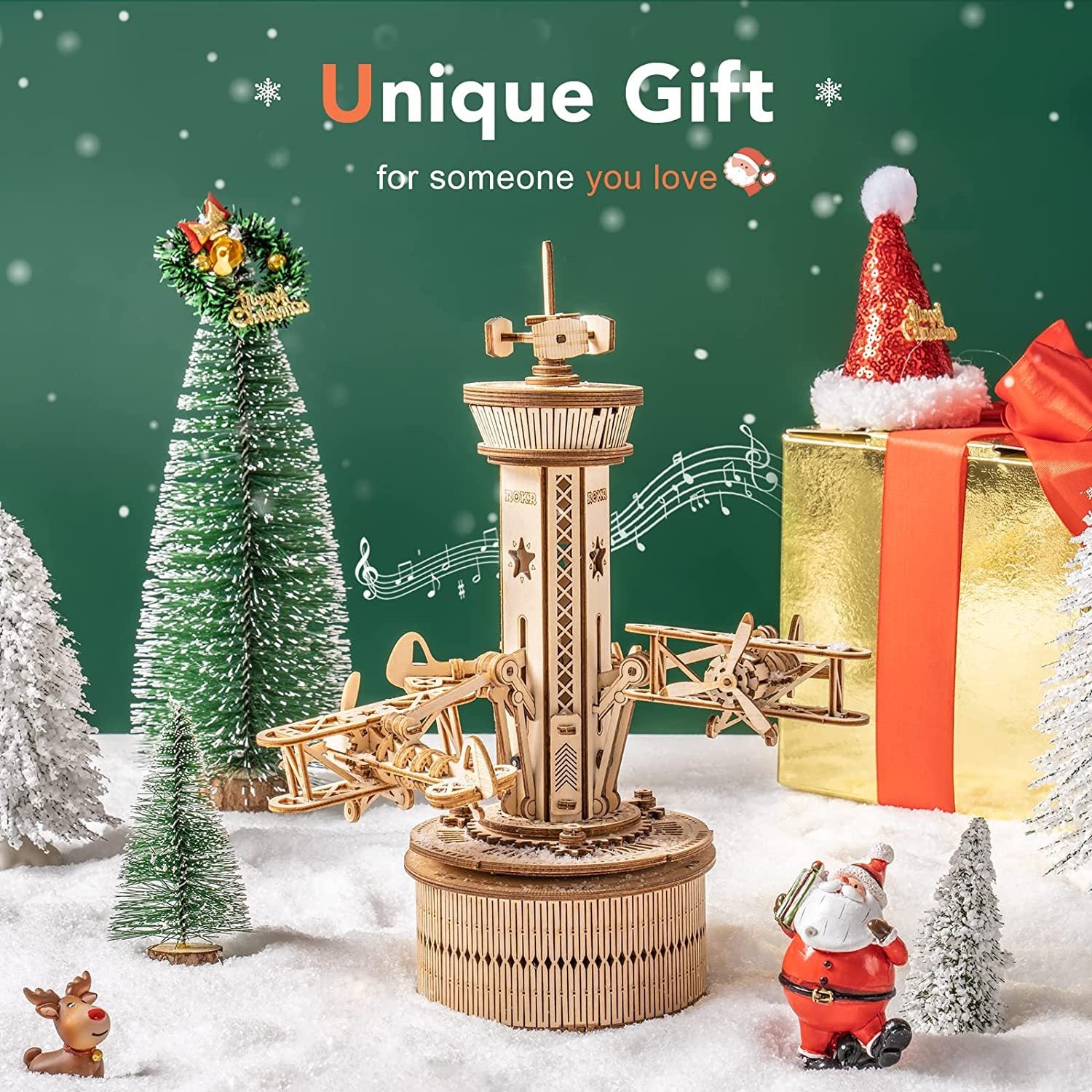 Music Box Model Kit for Building DIY Assembly Kit Airplane - Control Tower