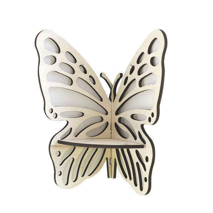 Wooden Butterfly Hollow Crystal Storage Rack