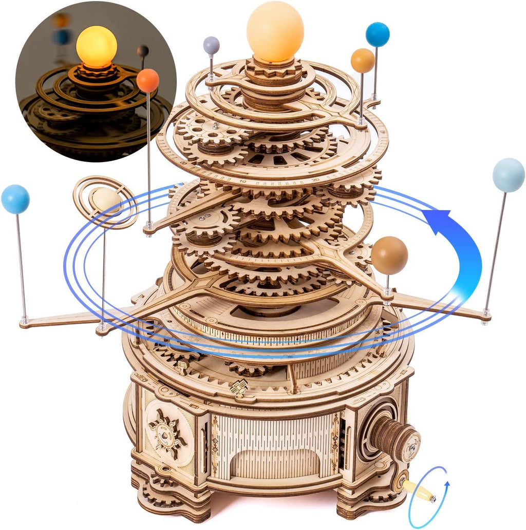 3D wooden puzzle mechanical cylinder rotatable, assembly, construction toy set