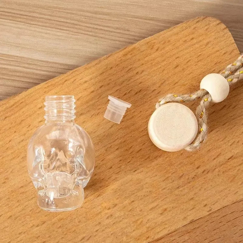 Car Skull Perfume Bottle Aromatherapy Essential Oil  Hanging Auto Air Freshener