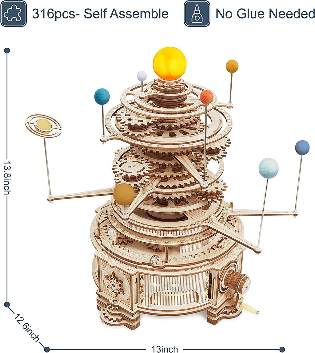 3D wooden puzzle mechanical cylinder rotatable, assembly, construction toy set