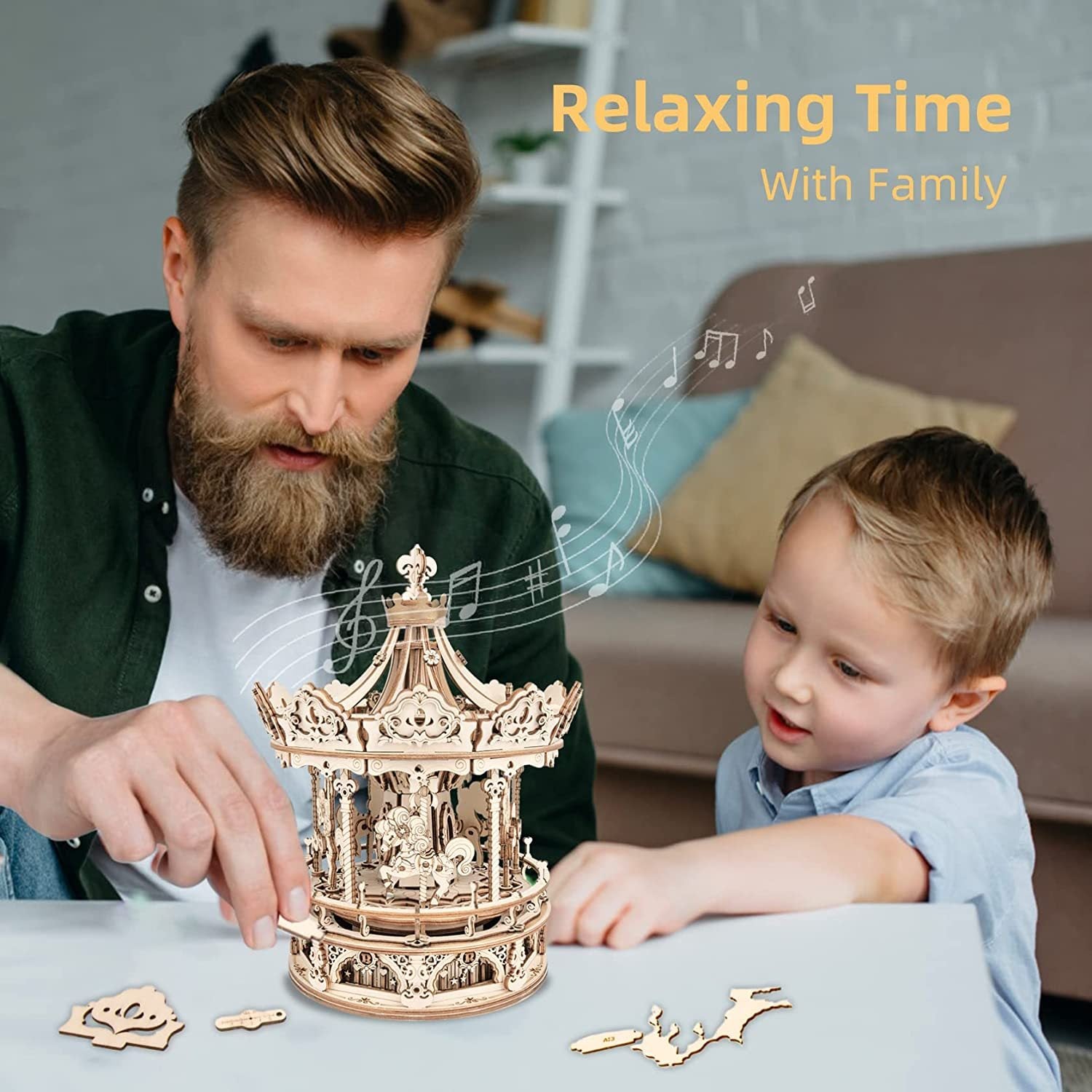 3D Wooden Puzzle Building Model Kit DIY Music Box Construction Kit Xoa