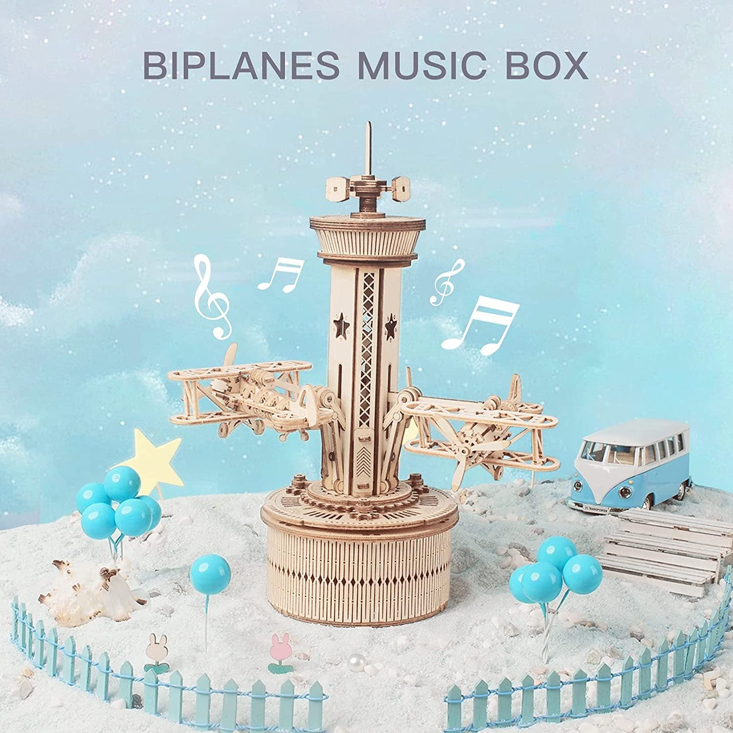 Music Box Model Kit for Building DIY Assembly Kit Airplane - Control Tower