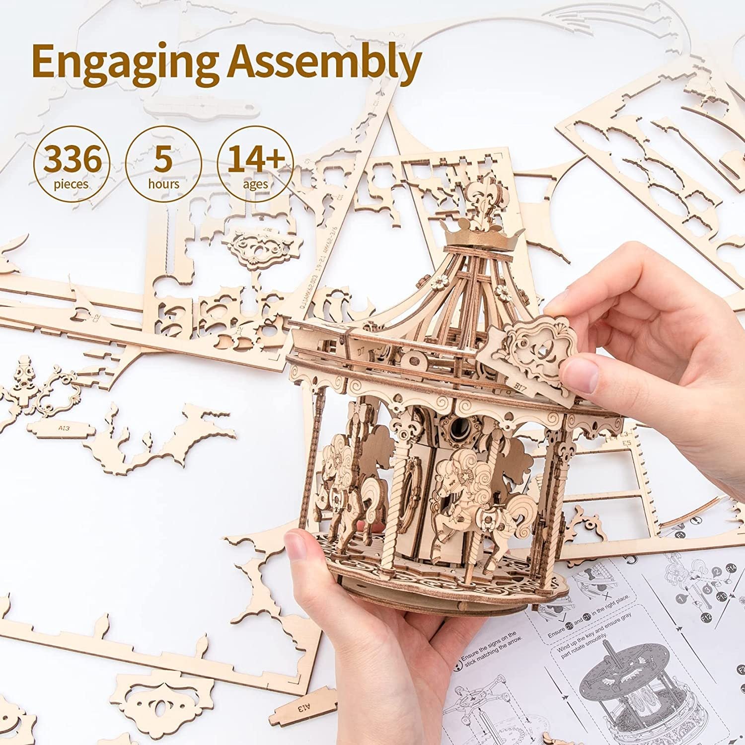 3D Wooden Puzzle Building Model Kit DIY Music Box Construction Kit Xoa