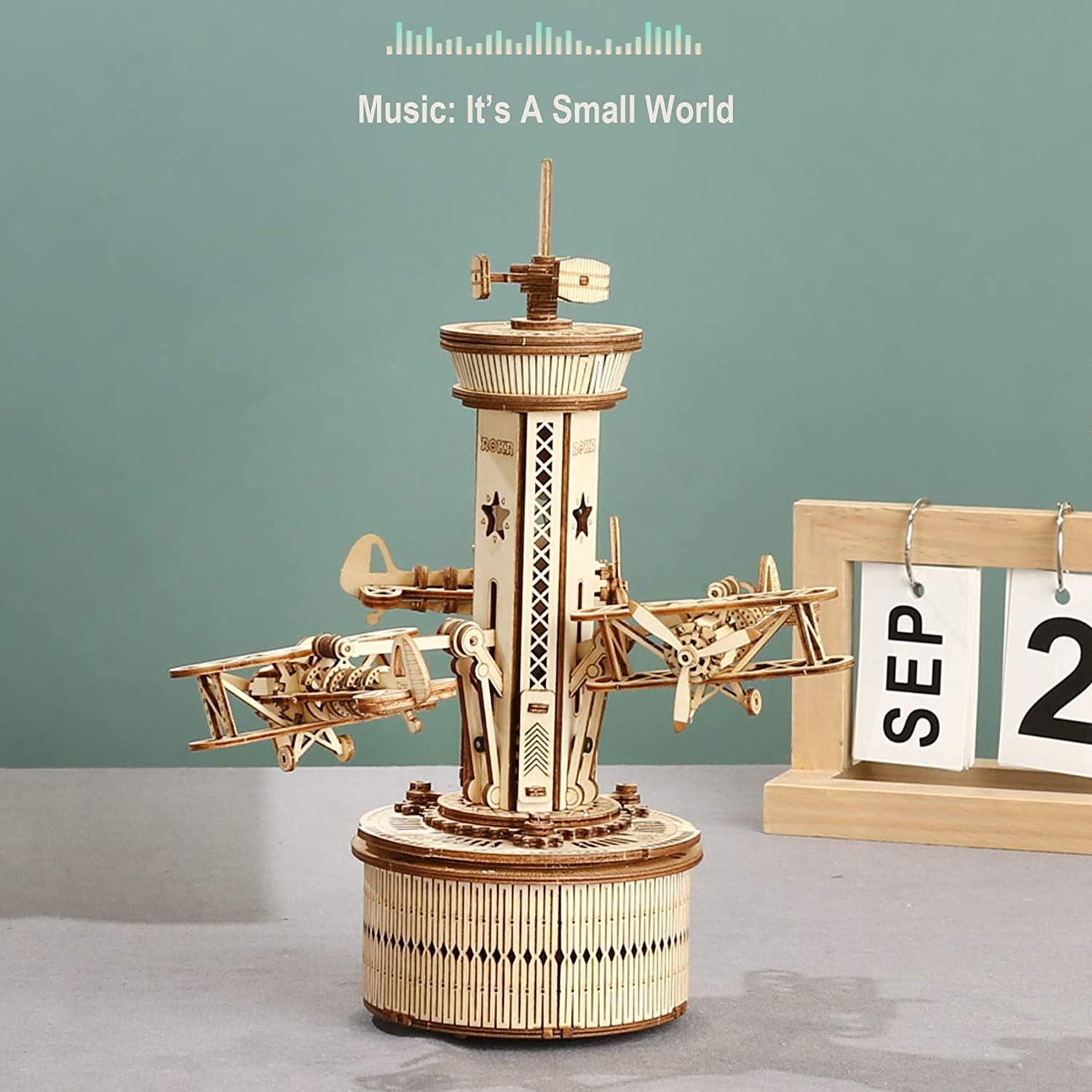 Music Box Model Kit for Building DIY Assembly Kit Airplane - Control Tower