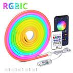 5V USB RGBIC Neon LED Strip,1/2/3/4/5/10M IP65 RGBIC Neon lamp tape with Bluetooth App and Remote For DIY Neon Deocor Lighting