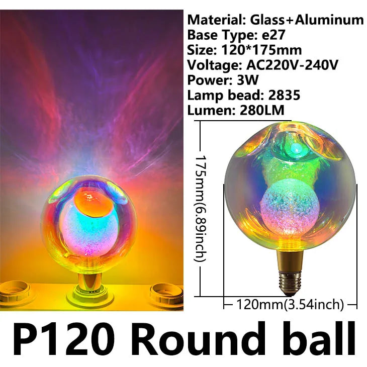 E27 P90 P120 P150 Round Ball LED Bulb AC 220V 3W Retro Vintage Lamp Decorative Lighting Decorative Edison Lamp Atmosphere lights