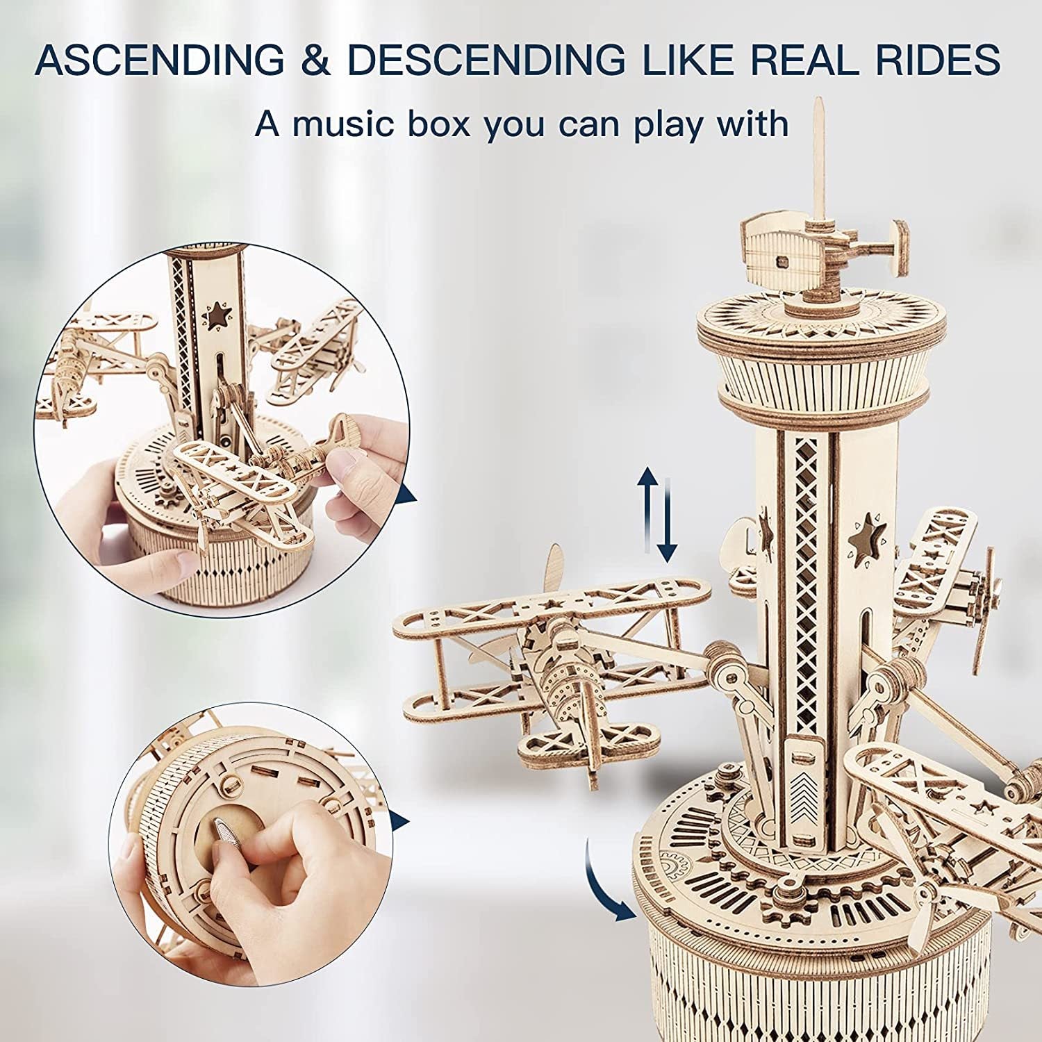 Music Box Model Kit for Building DIY Assembly Kit Airplane - Control Tower