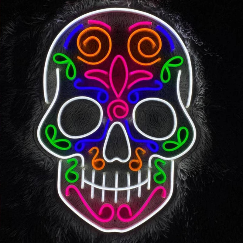 Halloween Skull Neon Sign LED Holiday Light, Edgy Gothic Wall Art Decor for Horror Party, Haunted House, Birthday Gifts for Men