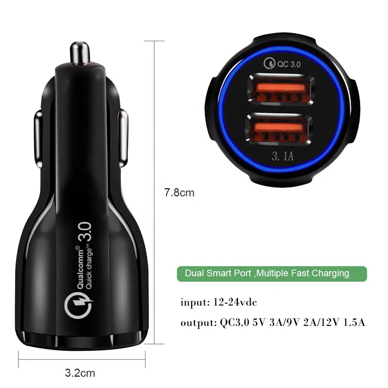 Premium Wholesale Portable Universal QC 3.0 Quick Charge Dual 2 Ports Usb
