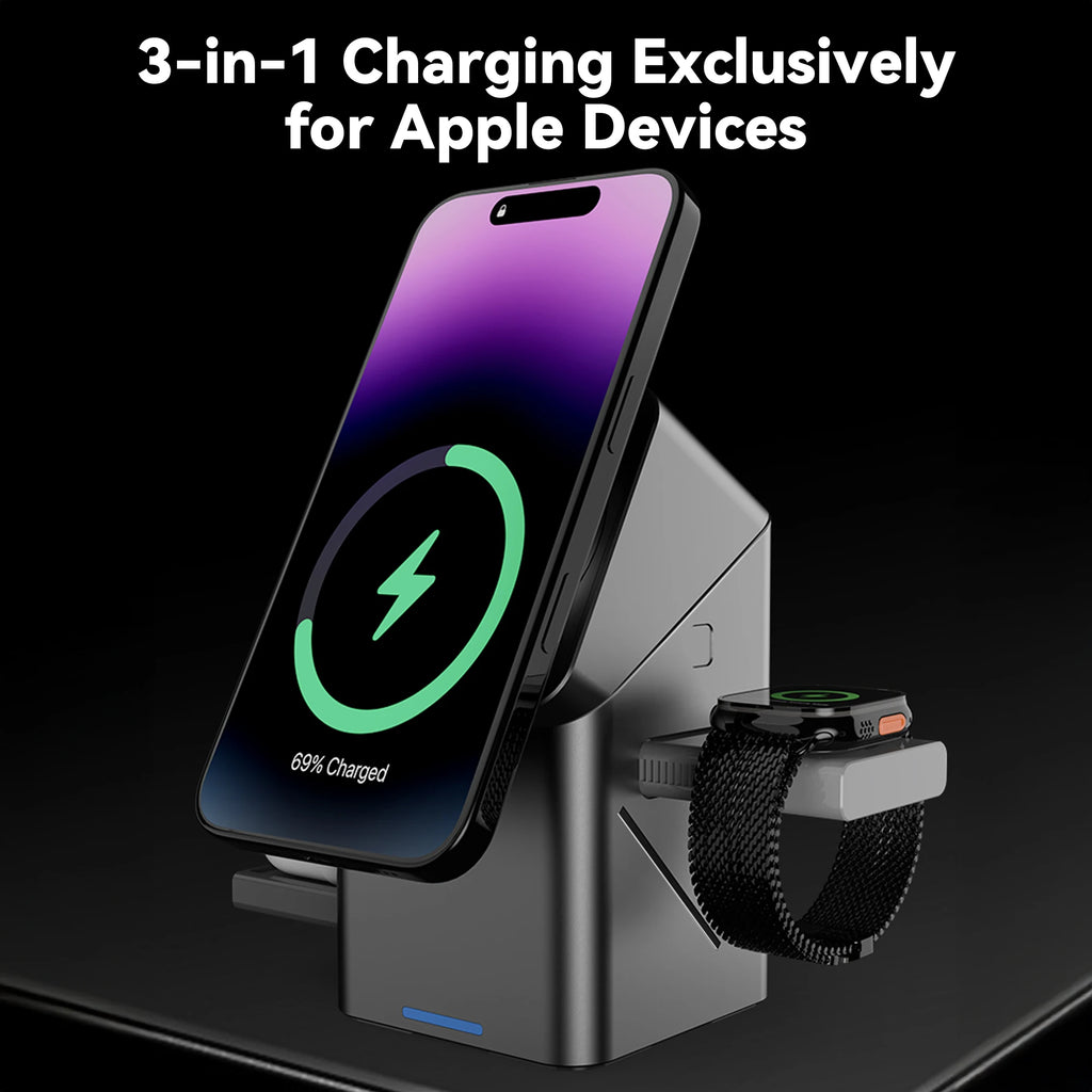 Charger for iPhone 16 Pro for Iwatch S10 Auto Rotation Folding Charging Stand