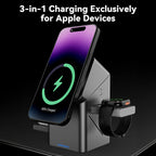 Charger for iPhone 16 Pro for Iwatch S10 Auto Rotation Folding Charging Stand
