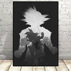 MINISO Canvas Printing Naruto Dragon Ball Black White Silhouette Luffy Goku High Quality Room Wall Decor Figure Picture Poste