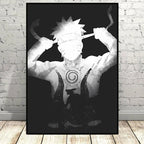 MINISO Canvas Printing Naruto Dragon Ball Black White Silhouette Luffy Goku High Quality Room Wall Decor Figure Picture Poste