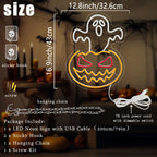 Halloween Ghost Pumpkin Neon Sign Ghost Face Neon Light Spooky Pumpkin Neon Light Up Signs Dimmable LED Halloween Skull LED Sign