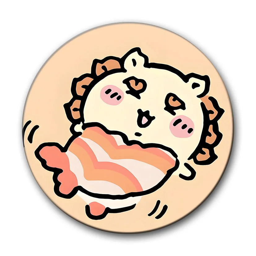 Flash Badge Cards Chiikawa Anime Cartoon Cute Style Girl Keychains Convenient Makeup Mirror Fridge Magnet ACG Accessories