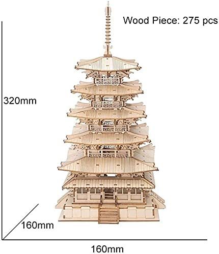 Five-storied Pagoda 3D Wooden Puzzle Toys For Children Kids Birthday Gift