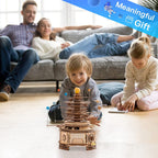 3D wooden puzzle mechanical cylinder rotatable, assembly, construction toy set