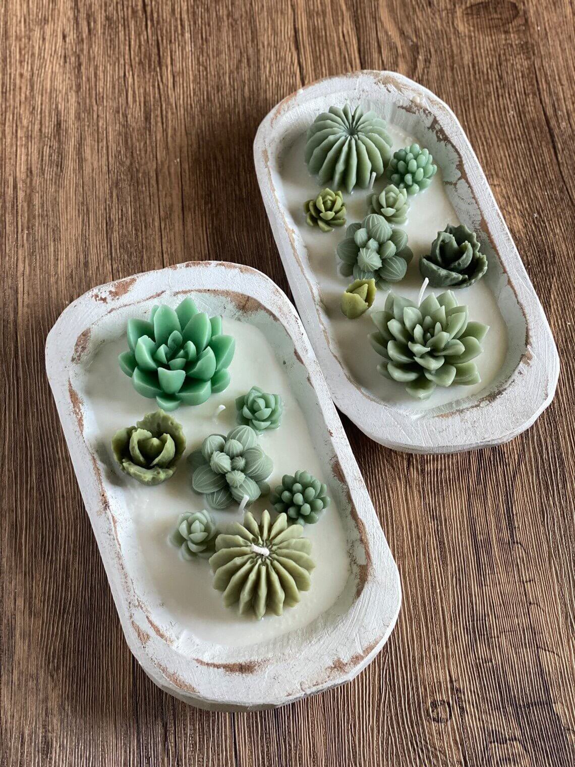 Arizona Dream Cactus Wooden Bowl Candle - Scented Garden Candle in Natural Wood