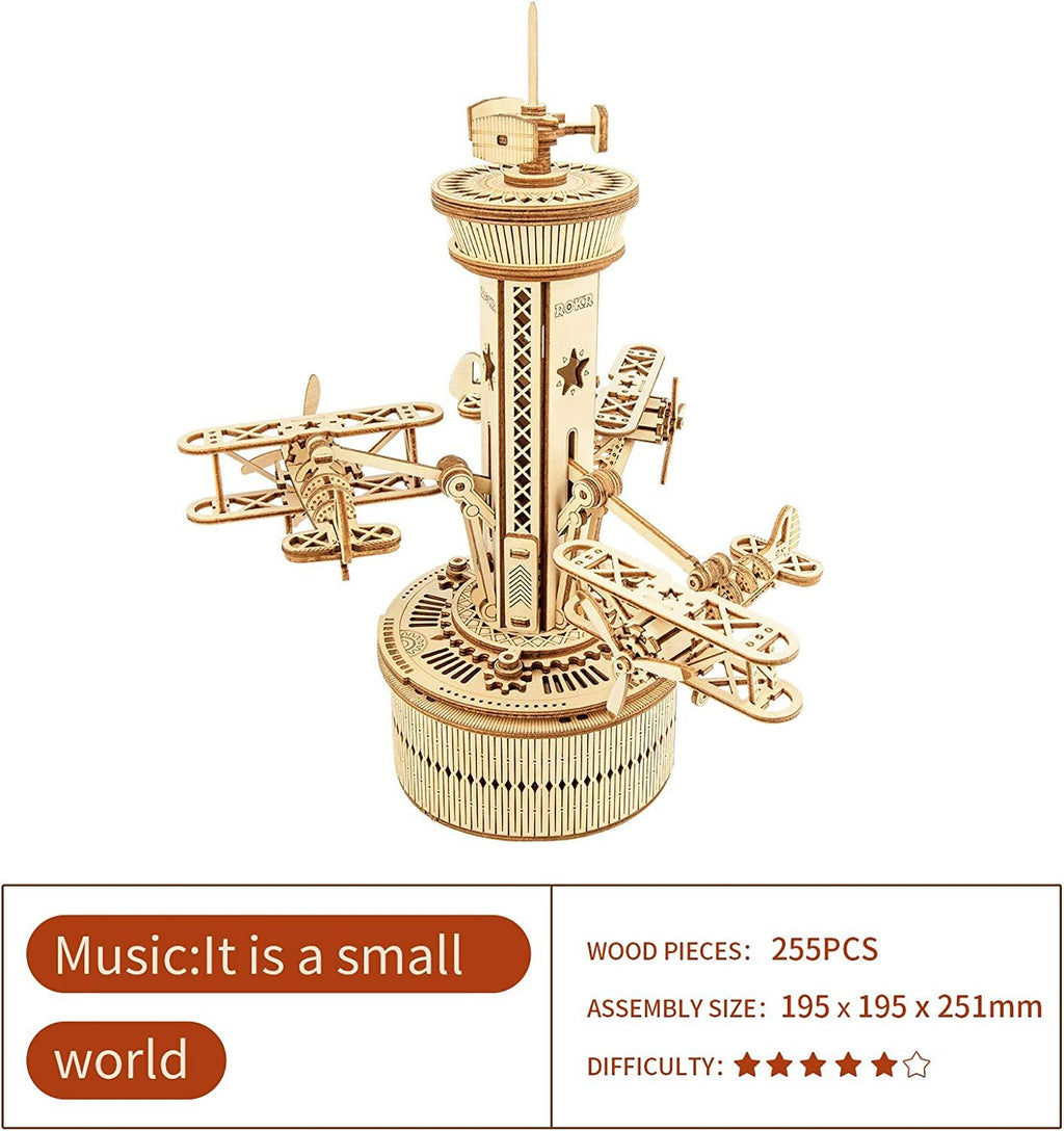 Music Box Model Kit for Building DIY Assembly Kit Airplane - Control Tower