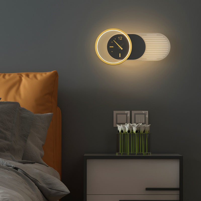 Nordic Minimalist Mute Clock Wall Lamp Living Room Background Wall Decoration Lamp Wall Clock