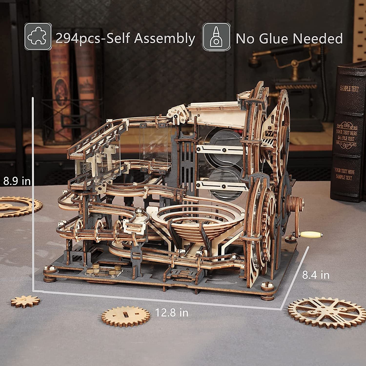 Marble Night City 3D Wooden Puzzle Games Assembly Waterwheel Model Toys For Children Kids Birthday Gift