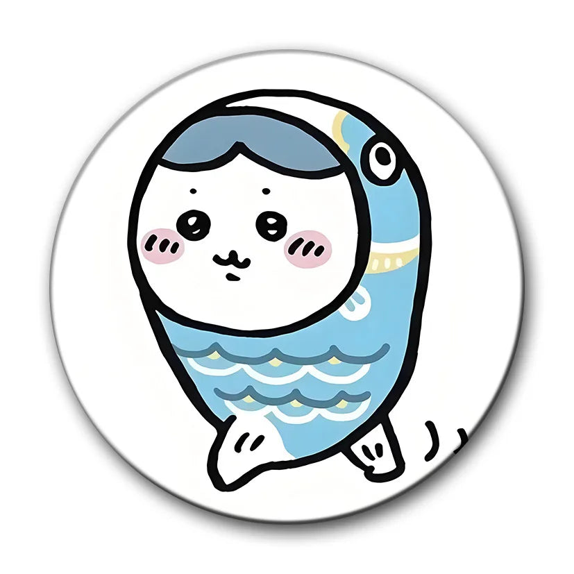 Flash Badge Cards Chiikawa Anime Cartoon Cute Style Girl Keychains Convenient Makeup Mirror Fridge Magnet ACG Accessories