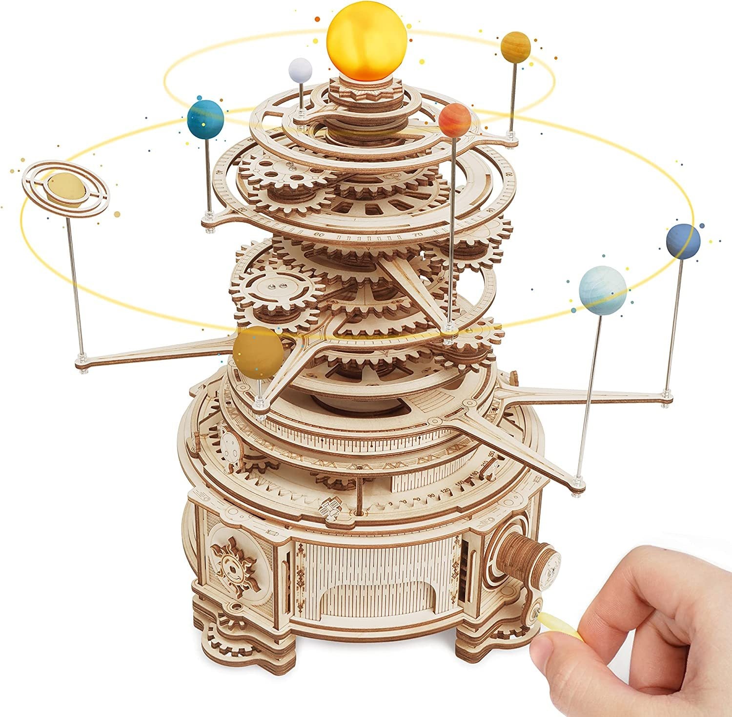 3D wooden puzzle mechanical cylinder rotatable, assembly, construction toy set