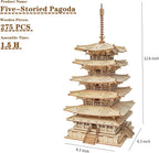 Five-storied Pagoda 3D Wooden Puzzle Toys For Children Kids Birthday Gift
