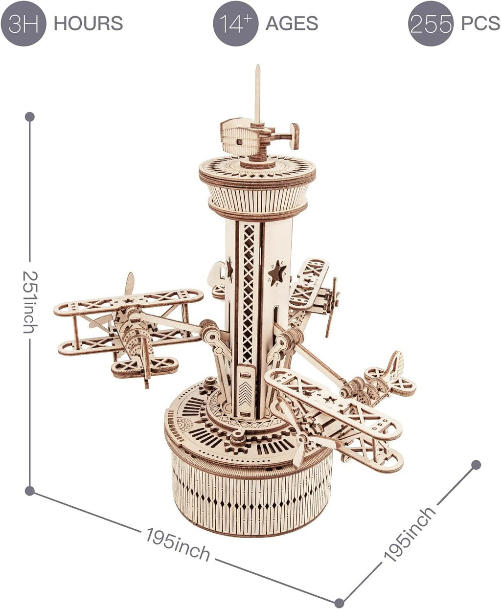 Music Box Model Kit for Building DIY Assembly Kit Airplane - Control Tower