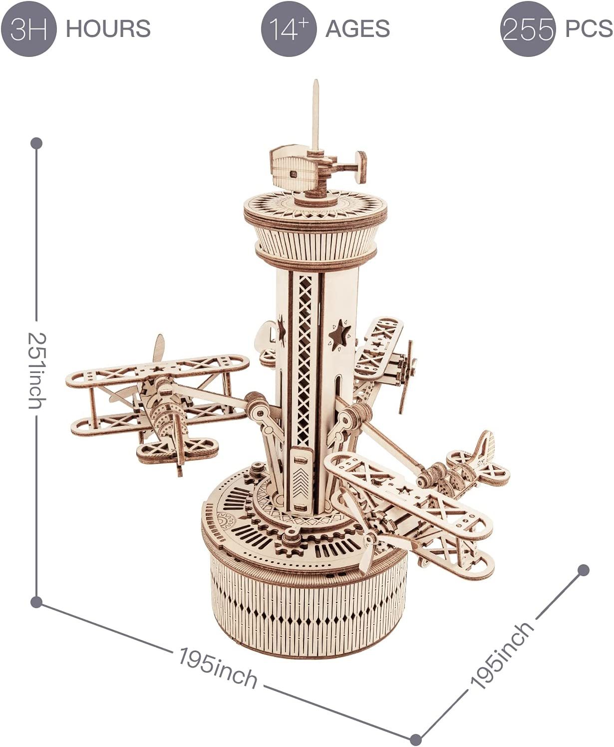 Music Box Model Kit for Building DIY Assembly Kit Airplane - Control Tower