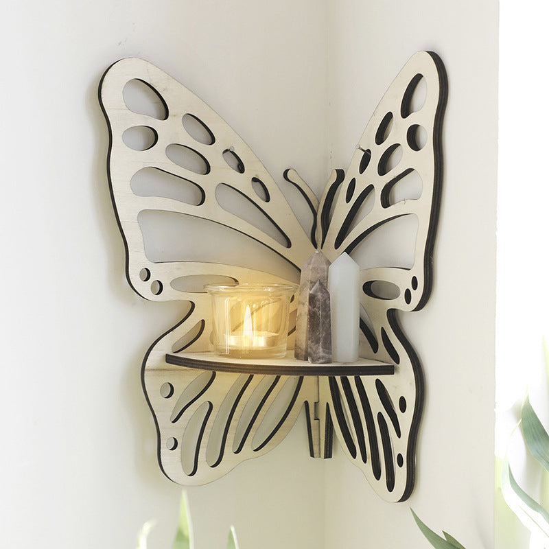Wooden Butterfly Hollow Crystal Storage Rack