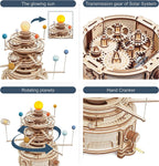3D wooden puzzle mechanical cylinder rotatable, assembly, construction toy set