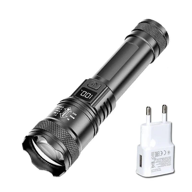 Powerful Flashlights Type C Rechargeable Zoom Torch Light High Power LED Flashlight Built-in Battery For Camping Emergency Lamp