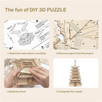 Five-storied Pagoda 3D Wooden Puzzle Toys For Children Kids Birthday Gift
