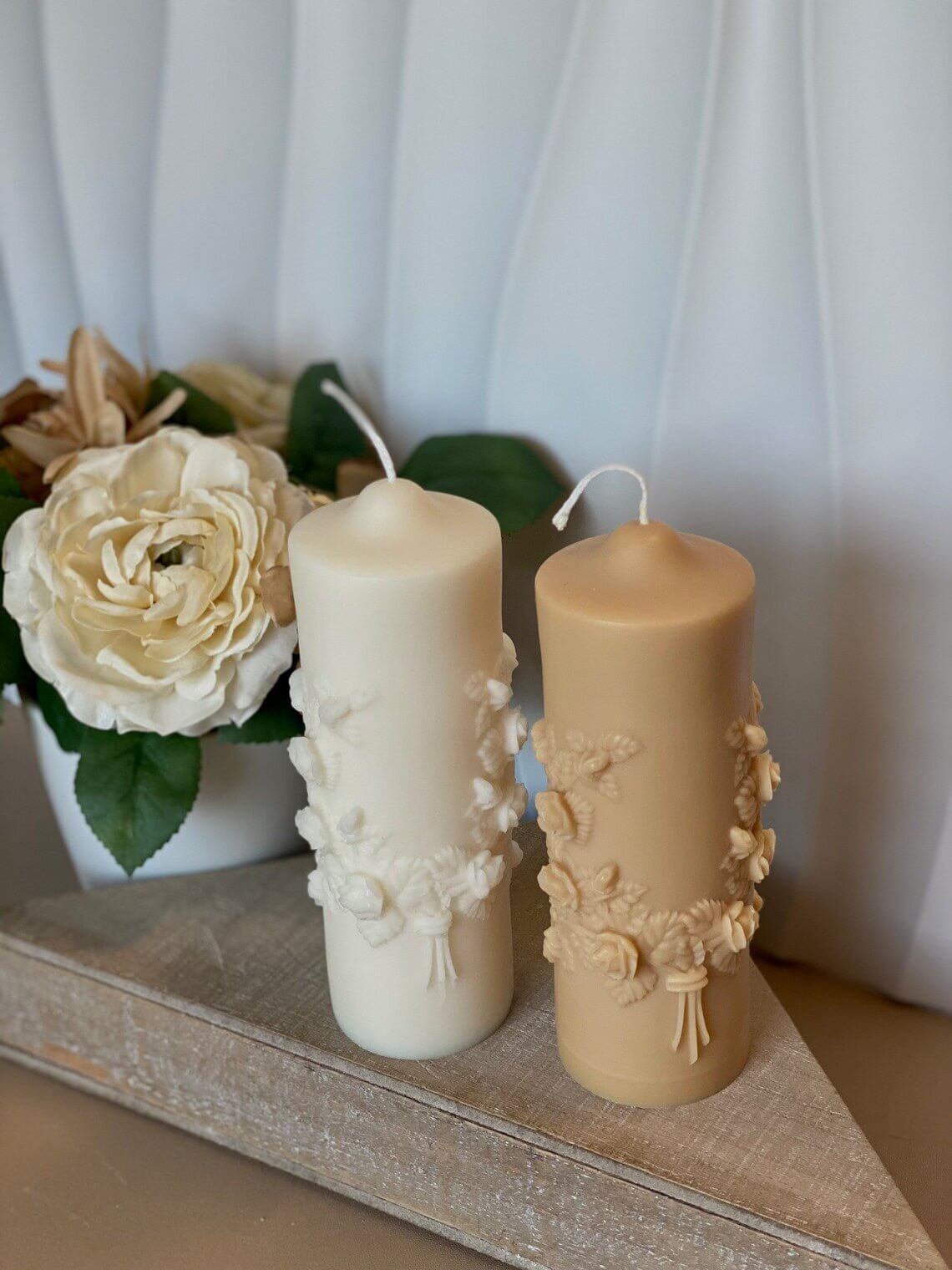 Floral Pillar Scented Candle - Eco-Friendly Soy Wax Aroma