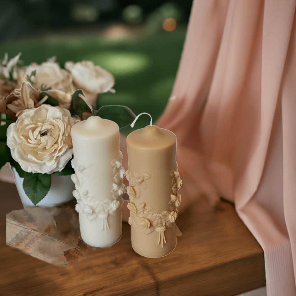 Floral Pillar Scented Candle - Eco-Friendly Soy Wax Aroma